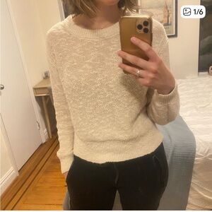 Everlane Cotton Linen Crew Neck Sweater - Cream